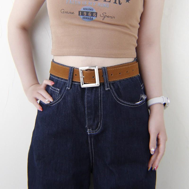 Womens Vintage Suede Brown Belt With Zinc Alloy Buckle 3.2cm Wide Adjustable Skirts Jeans Fashionable Everyday Accessory