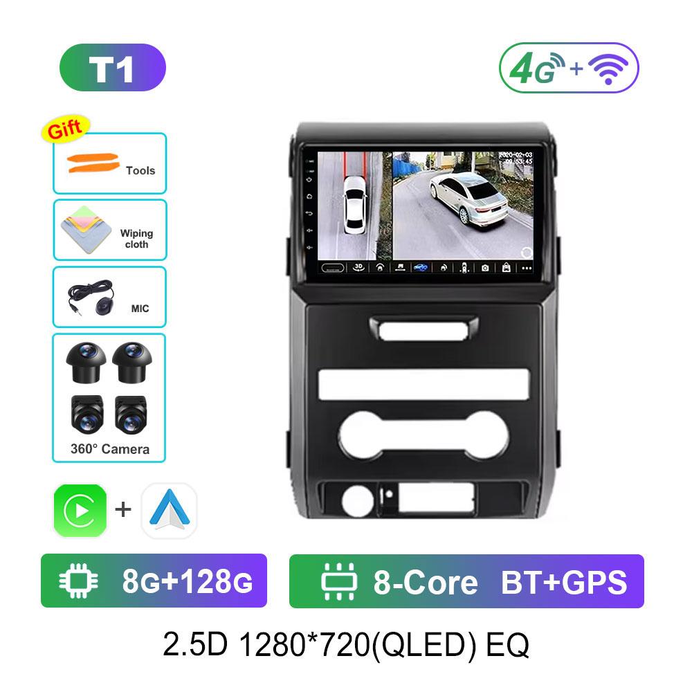 GPS Car Video Multimedia Player Android 14 Bluetooth 4G WiFi for Ford F150 P415 Raptor 2008 - 2014 QLED Touch Screen DSP Stereo