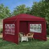 Folding Gazebo 3 x 3 m, waterproof, winter-proof, with 4 side walls, 4 sand bags, UV protection 50+, garden, party, camping, steel frame (Burgundy)