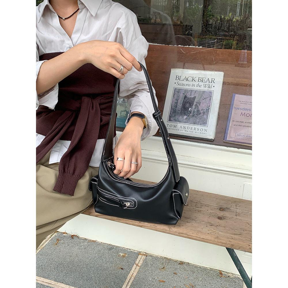IELGY Ladies Underarm Bag Motorcycle Style One Shoulder Retro