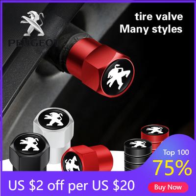 2026 Hot Car Sticker 4Pcs Metal Car Wheel Tire Valve Caps Stem Case Cover For Peugeot 208 3008 308 2008 207 107 508 406 407 307