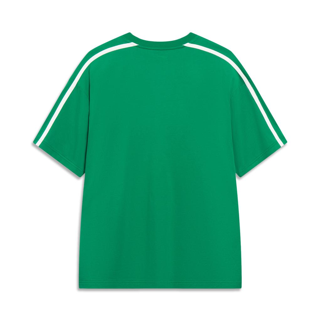 Li Ning Fashion Breathable Letter Round Neck Pullover Short Sleeve T-Shirt Unisex Tops Cool-Pine-Green AHSUD29-3