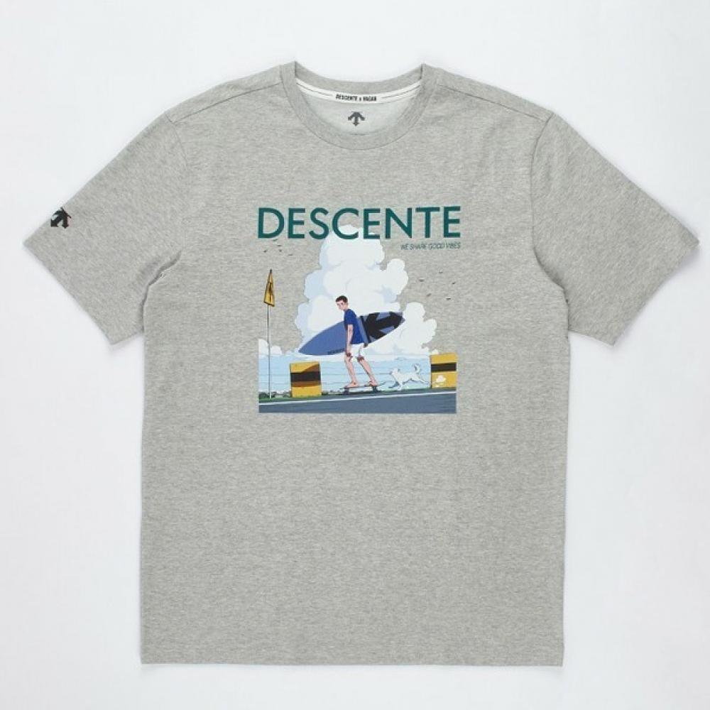 

Футболка с коротким рукавом из хлопка Descent Half Club Descent Descent Shared Surfing Graphic Cool Melange Grey Sp223ets63 melange gray/90