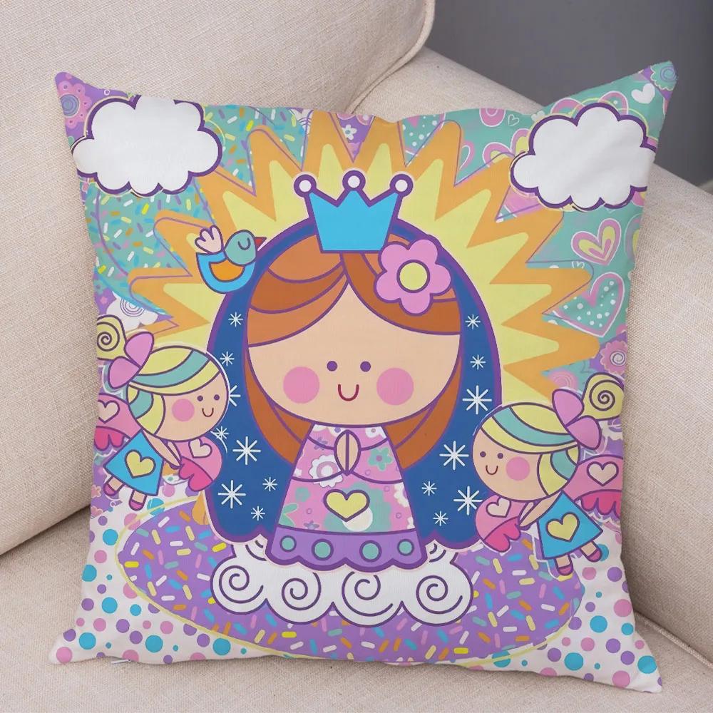 Jungfrau Maria Kunst Kissenbezug Dekoration Kawaii Cartoon Kinder Sofakissenbezug Zuhause Auto