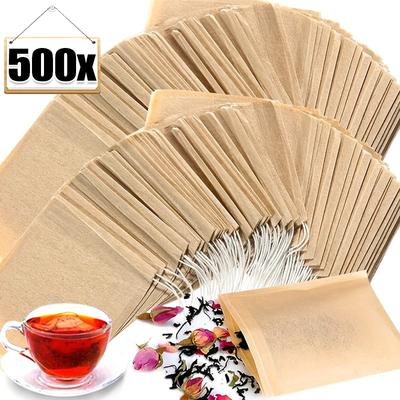 500/100x Torebki na herbatę z filtrem na sznurku Puste torebki na herbatę do ziaren kawy Liści herbaty Proszku Herbaty Medycyny Ziołowej Biodegradowalna Papierowa Torebka