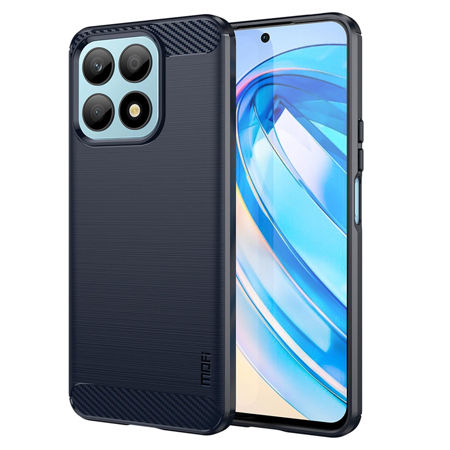 

MOFI JK TPU Series-1 Protective Case for Honor X8a 4G TPU Cover Carbon Fiber Brushed Phone Shell Blue