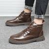 Newest Brand 2022 Autumn Genuine Leather Chelsea Boots For Men High Top Casual Shoes Retro Fashion Lace Up Martin Boots Men Shoes