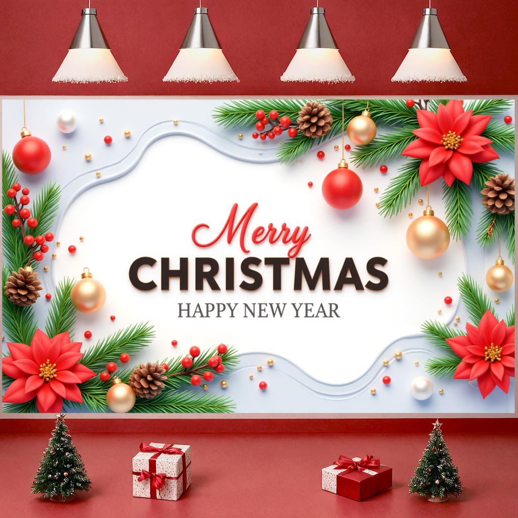 Weihnachts-Hintergrund Rotes Gold Thema Feiertags-Hintergrund Neujahrs-Hintergrund Tannenzweig-Dekor Feiertags-Hintergrund für Familienzusammenkunft