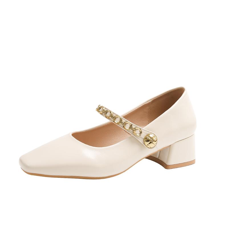 Fashion 2025 New Square Head Small Leather Shoes for Women Spring and Summer Shallow Mouth Vintage Soft Leather Soft Sole Single Shoes