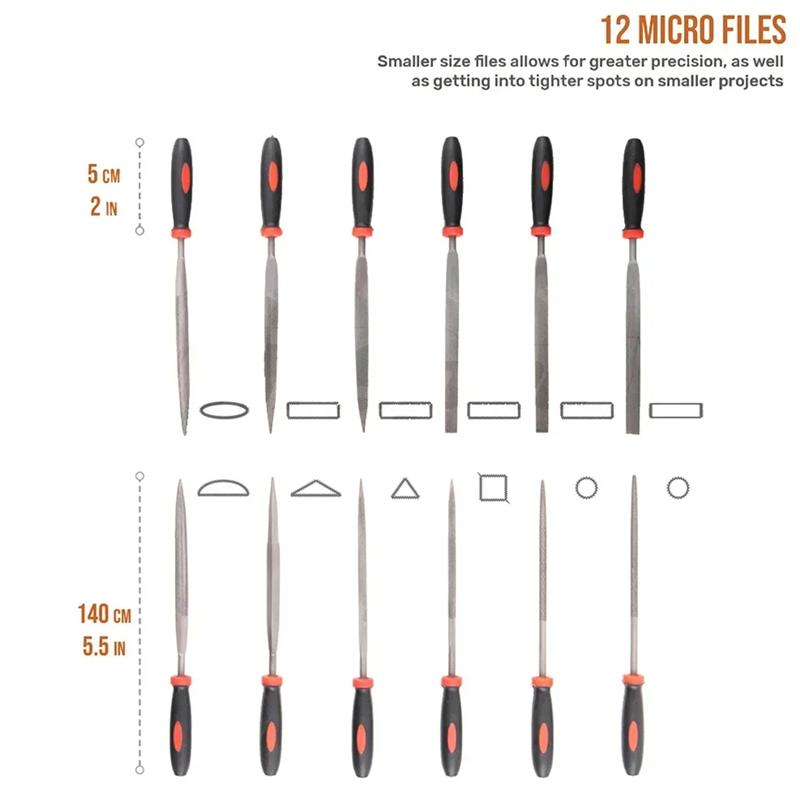 For Metal Hand File Set 16Pcs-Double Pattern Files With Brush Steel, For Metal& Wood File Works Large, Small Files Included