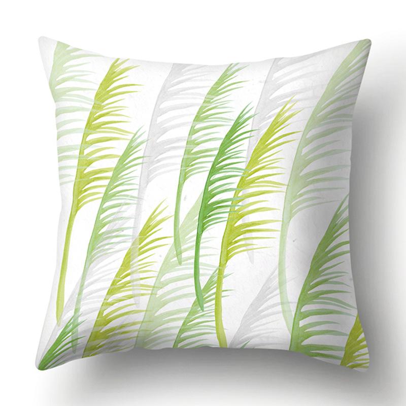 Polyester Pillowcase Green Tree Leaf Pillowcase Home Soft Furnishing Car Cushion Cover