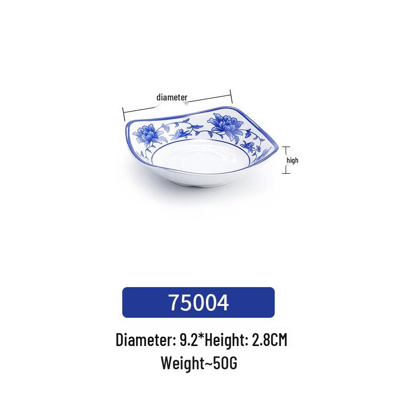 Melamine Blue & White Porcelain Snack Dish
