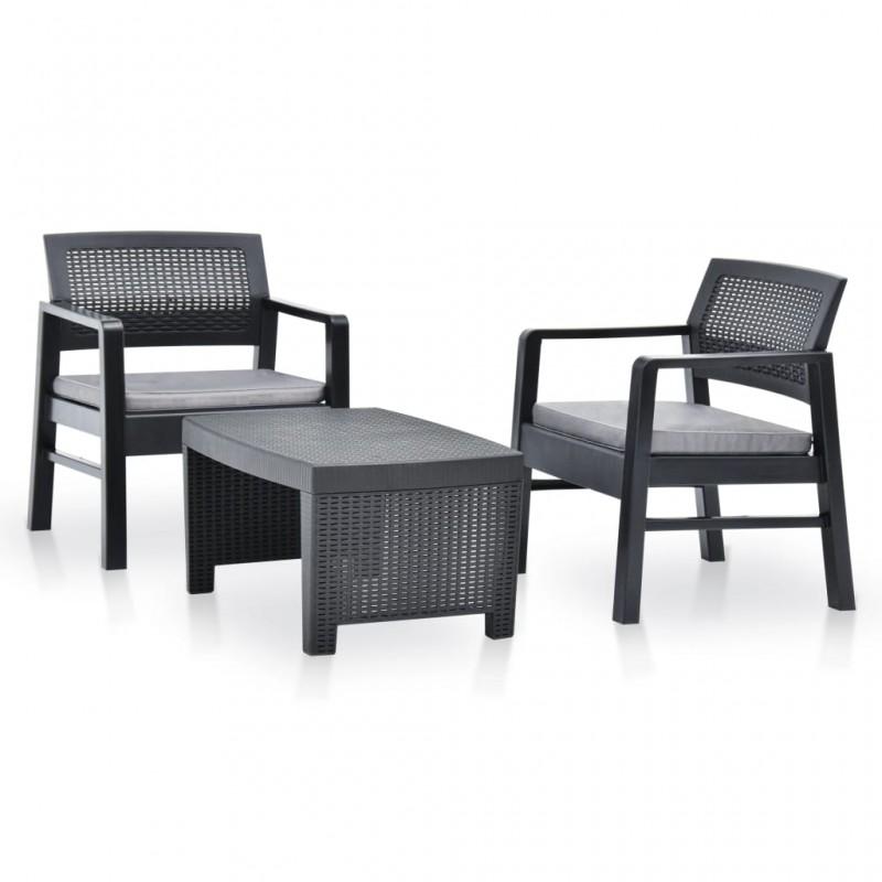 Day and Night - Day and Night Garden Furniture Set 3 Pieces Anthracite Gray Plastic