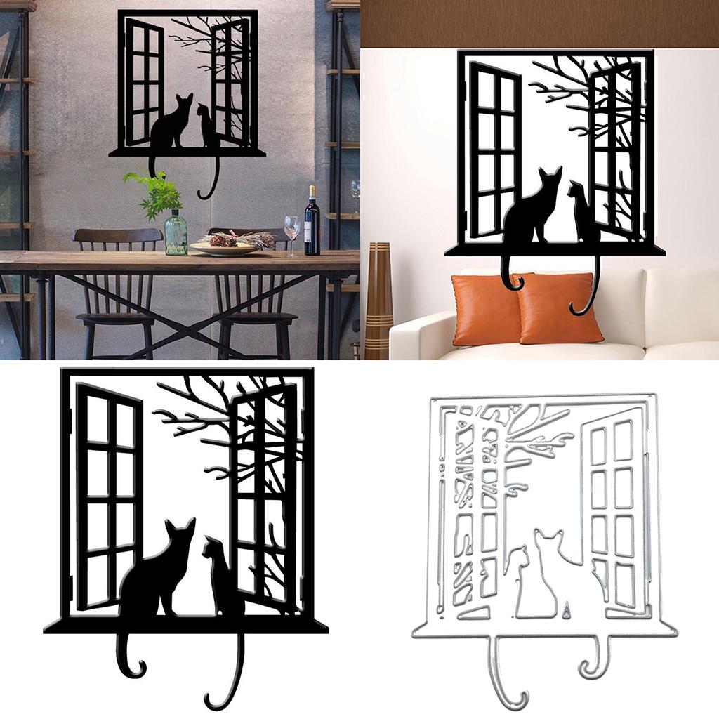 Carbon Steel Die Cut Window Cats Cutting Dies Templates Scrapbooking Embossing Tool for Card Making Paper Art Craft