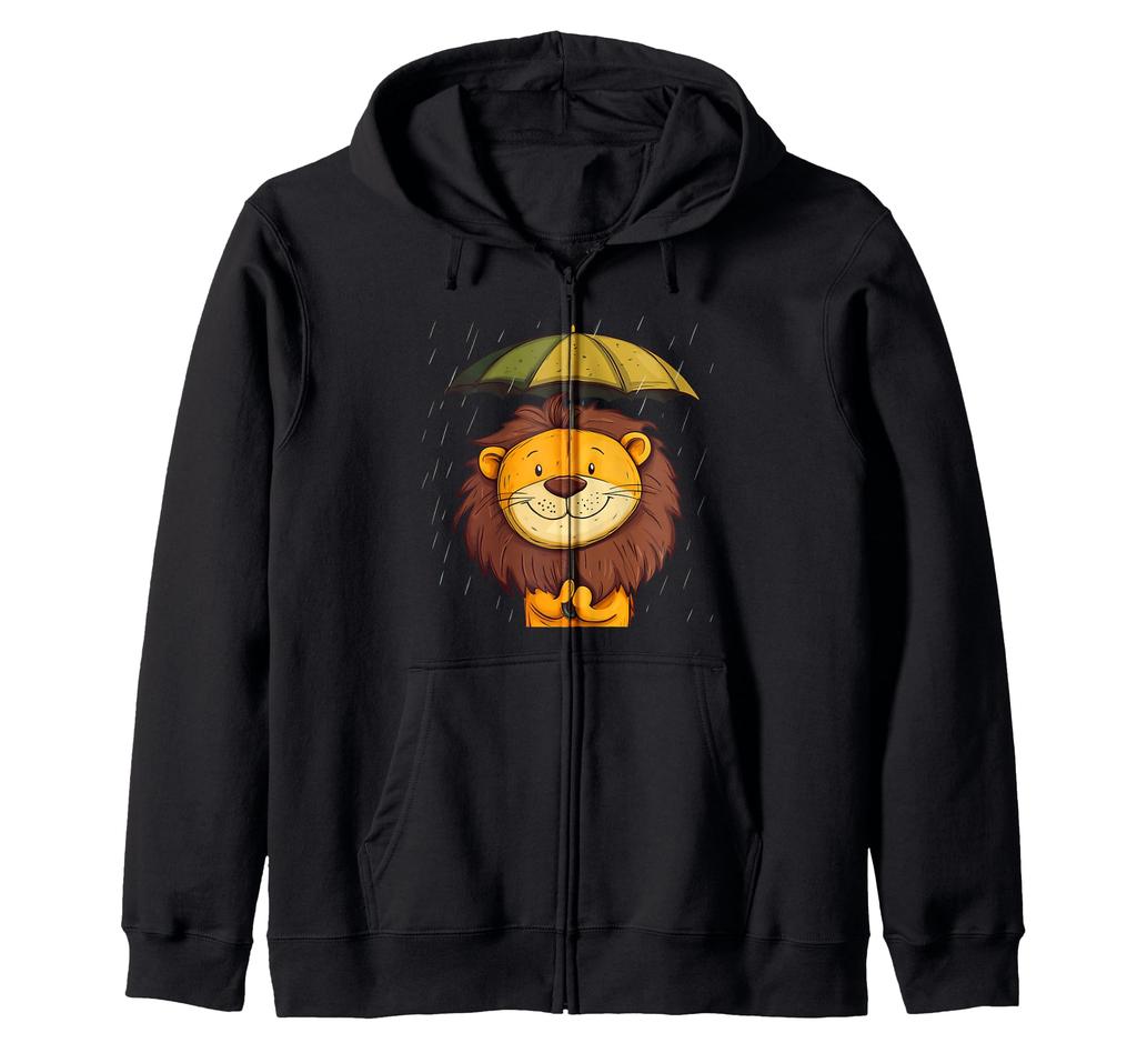 Fun Lion Face Under Umbrella Costume for Adults and Kids Zip Hoodie
