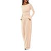 Asymmetrical Long-Sleeve T-Shirt & Wide-Leg Pants Casual Loungewear Set 2025 Autumn Collection