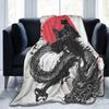 Ukiyo-e Samurai Japanese Ink Art Cat Fashion Blanket Flannel Autumn Winter Vintage Artwork Multifunction Thin Throw Fashion Blanket Bedsprea