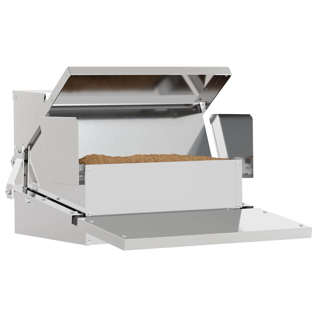 Hühner-Trittklappen-Futterautomat Silber 50 x 40 x 29 cm Verzinkter Stahl
