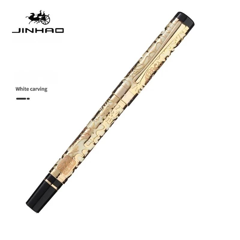 Jinhao 5000 Luxury Metal Fountain Pen Beautiful Dragon Texture Carving Business Office School Supplies Stationery PK 9019