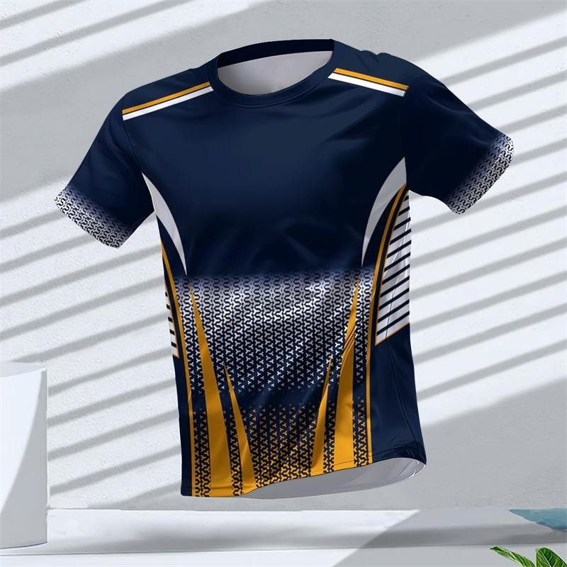 Summer fashion geometric pattern 3D printed sports T-shirt