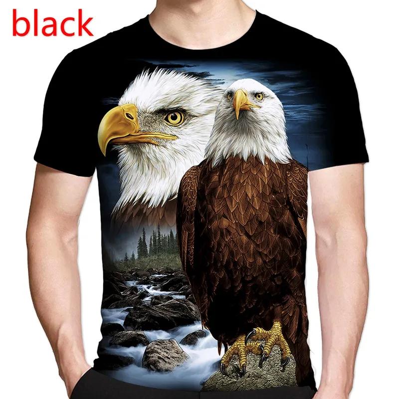 2026 Summer Fashion 3D Printed Short Sleeve T Shirt Casual Animal Eagle Hip Hop Rock Personality Creative O Neck Tee Men