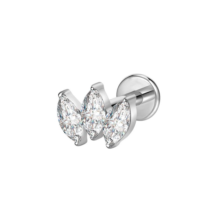 Hot Sale Body Jewelry: Titanium Labret Flatback Tragus Earring Stud Internal Thread Zircon Rings