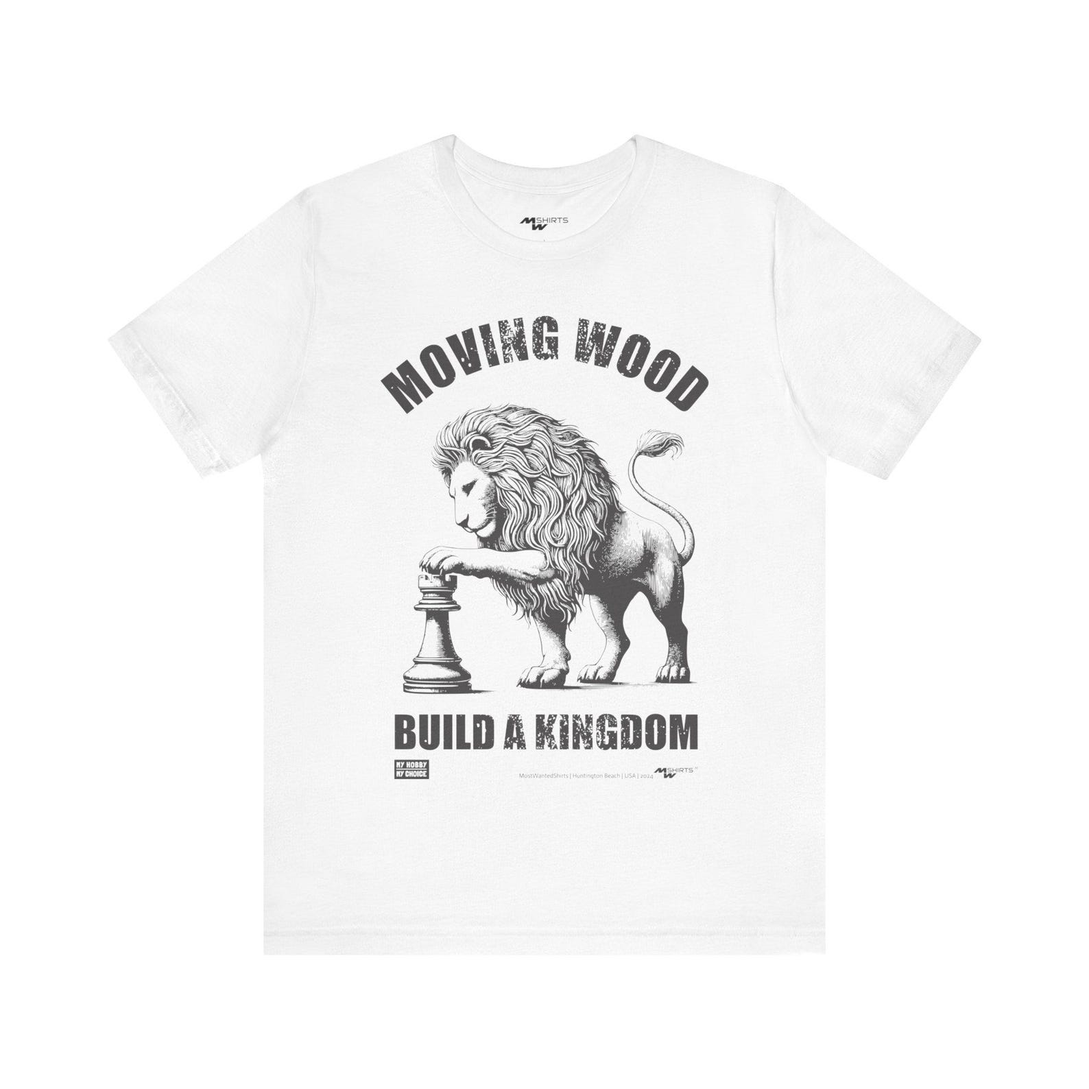Chess King & Lion T-Shirt: Moving Wood Build a Kingdom XL