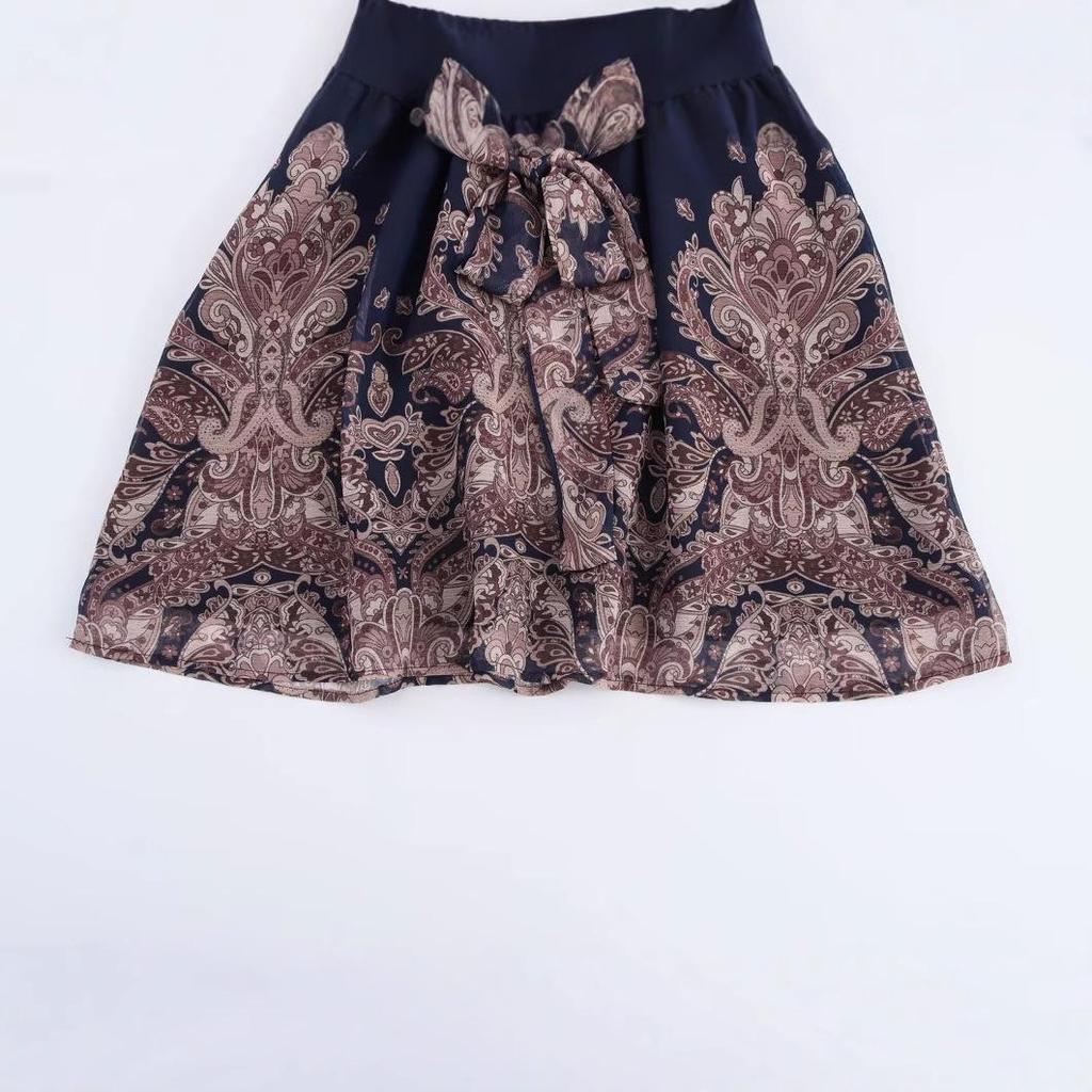 2025 Spring Women's European & American Stand-Up Collar Casual Print Dress