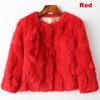 Lady Real Genuine Rabbit Fur 3/4 Sleeve Outwear Winter Warm Jacket Furry Coat