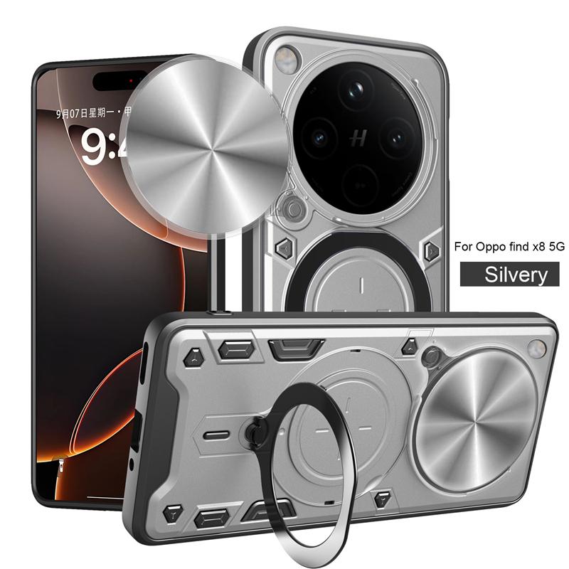For OPPO Find X8 Pro Case Slide Camera Lens Armor Phone Case For Oppo Find X8 X8Pro Car Magnetic Ring Stand Holder Back Cover