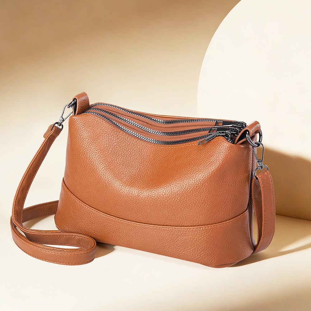 Elegant Women's Soft Leather Large Capacity Crossbody Bag 2025 - Chic Handheld Tote for Commuting Moms
