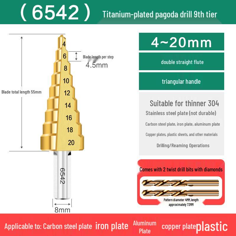 Cobalt-Stepped Twist Drill Bit for Hand Drills - Ideal for Steel & Stainless Steel
