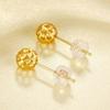 Purple Gold Plated Rose Gold Transfer Beads Trend Simple Temperament Color Gold Hollow Stud Earrings Women