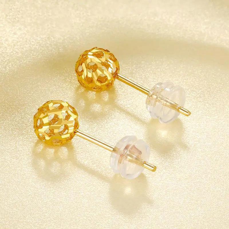 Purple Gold Plated Rose Gold Transfer Beads Trend Simple Temperament Color Gold Hollow Stud Earrings Women