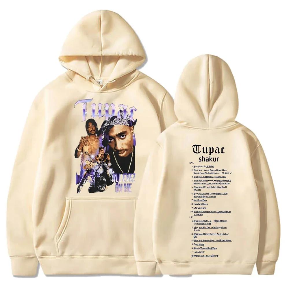 Felpa con Cappuccio Tupac Shakur Uomo Donna Stampa Grafica All Eyez on Me Felpa con Cappuccio Hip Hop Rapper Ritratto Pullover Streetwear Felpa Casual per Fan Regalo