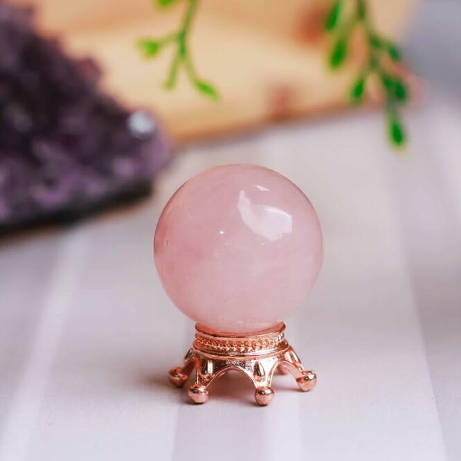 Rose Quartz Crystal Sphere Ball for Meditation (0-10 Gm) | Natural Healing Crystals for Self Love | Decorative Crystals for Home Decor & Office Desk