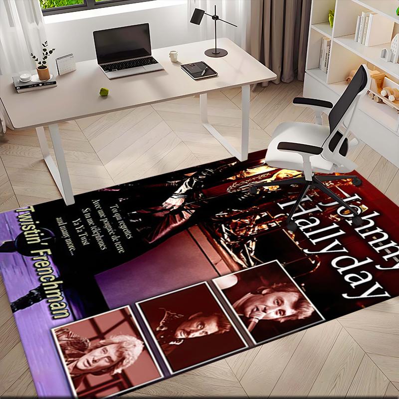 1 Stück Der Goldene Legende von Johnny Hallyday Teppich für Wohnzimmer Schlafzimmer Zuhause Sofadekoration, Kinder spielen Rutschfeste Fußmatte