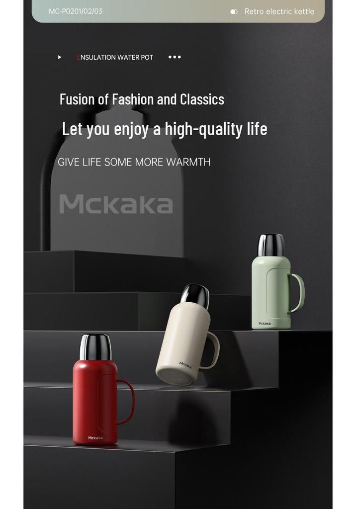 Mckaka 316L Stainless Steel Insulated Thermos - Large Capacity Double Wall Vacuum Cup for Home and Outdoor Use