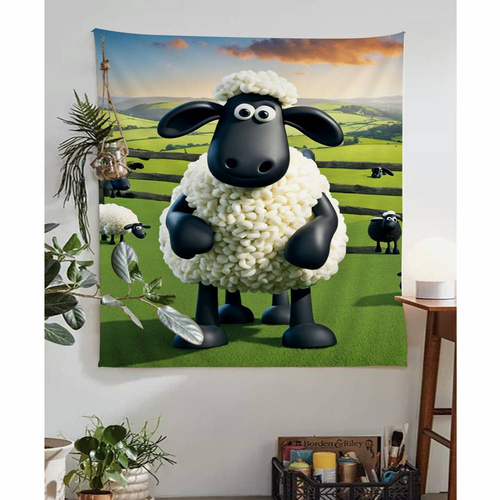 Cartoon SShaun fun the Sheep anime DIY Wall Tapestry for Living Room Home Dorm Decor Wall Art Decor