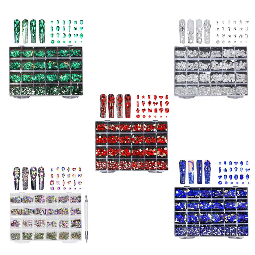 Nail Rhinestones Kit,Nails Art Decorations Flat AB Rhinestones Kit DIY Crafts Gemstones for Nail, Shoes,Clothes,Jewels