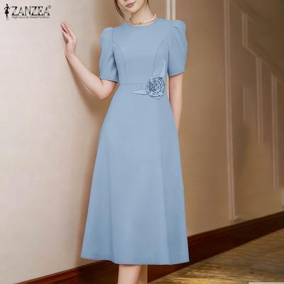 Women Summer Round Neck Short Sleeve Casual Dress