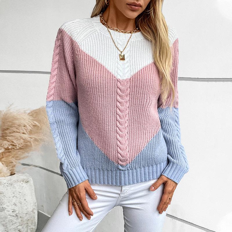 Maglione girocollo in maglia con maniche lunghe, stile vintage, autunno inverno, colore: Collisione