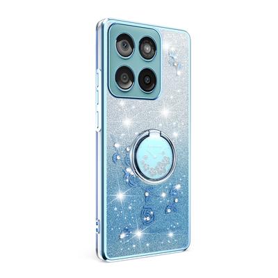 KADEM Pouzdro na telefon s prstenovým stojánkem Pro Motorola Edge 60 Fusion 5G/Edge 60 5G/Edge 60s 5G TPU Kryt Květiny Gradient Třpytky