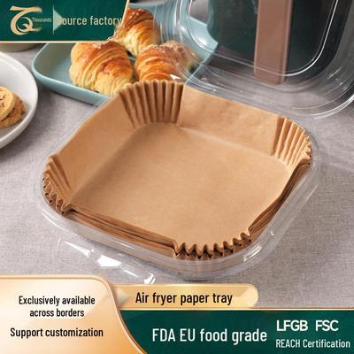 Quadratisches Heißluftfritteusenpapier, BBQ-Mattenpapier, Dickes Silikonöl-Back- und Ölabsorbierendes Papier in Lebensmittelqualität.