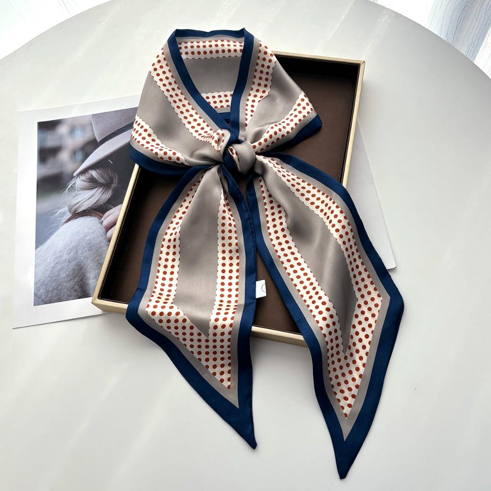 Scarf Women Dot Print Long Silk Feeling Bag Tie Neck Skinny Scarves Female Foulard Hairband Print Lady Neckerchief Ribbon