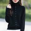 Women S Thick Knit Cardigan Solid Color Long Sleeve Button Closure Casual Sweater