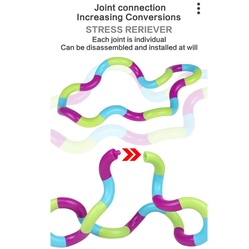 Tangle Fidget Toy Colorful Silent Smooth Non-Toxic Twistable Stress Relief Sensory Tool For Adhd  Focus Training Adults
