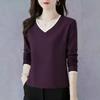 Pure Cotton Long-sleeved T-shirt Women's V-neck Bottoming Shirt Autumn New Style Loose Casual Top