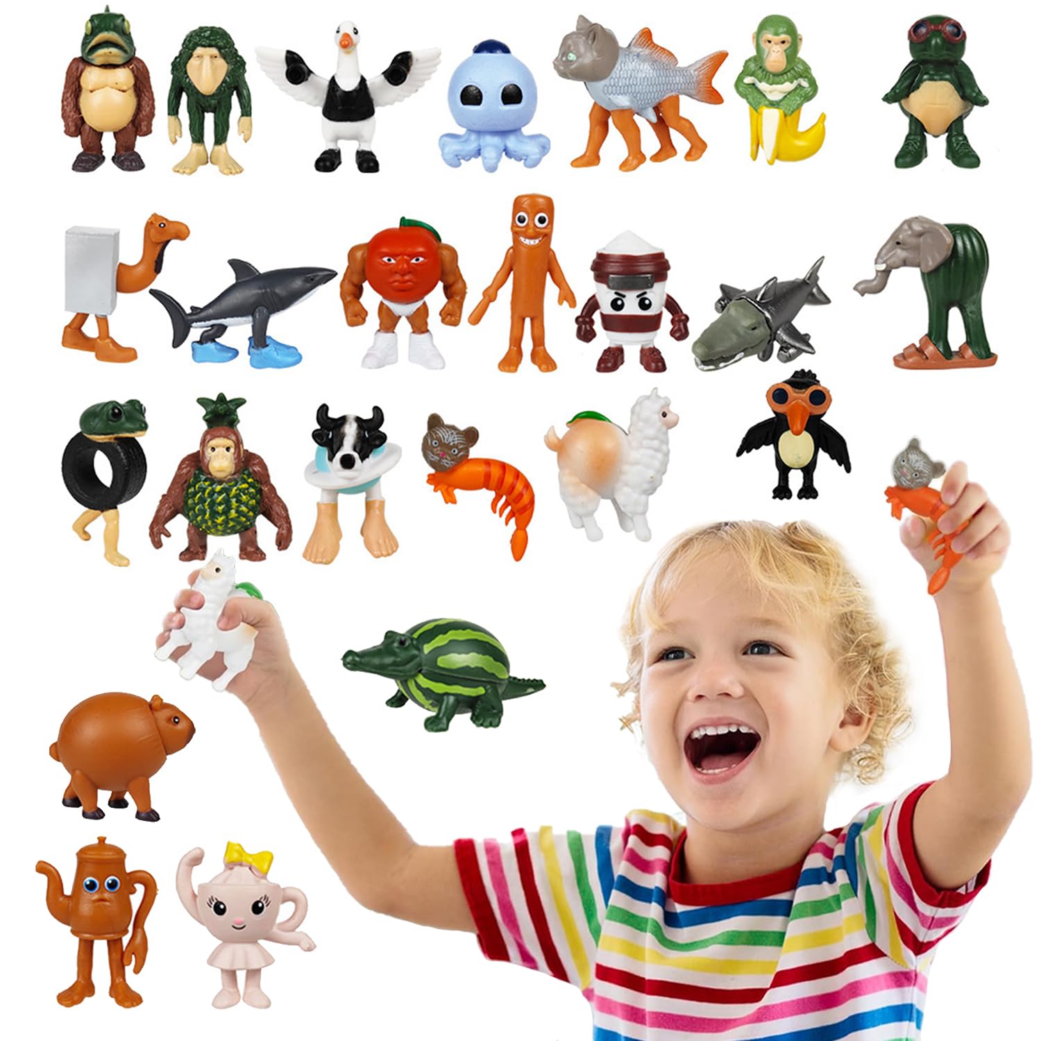 Italian Brainlot Tuntun Tun 3D Memetic Set of Madness and Fantasy Horror Cute Perfect for Birthdays Figures, Saful, Creatures, Collection, 24,