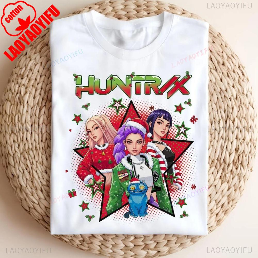Christmas Huntrix Shirt Kpop Demon Hunter T-Shirt KPOP Christmas Gift Merry Christmas Tee Rumi Mira Zoey Holiday Kpop Tops
